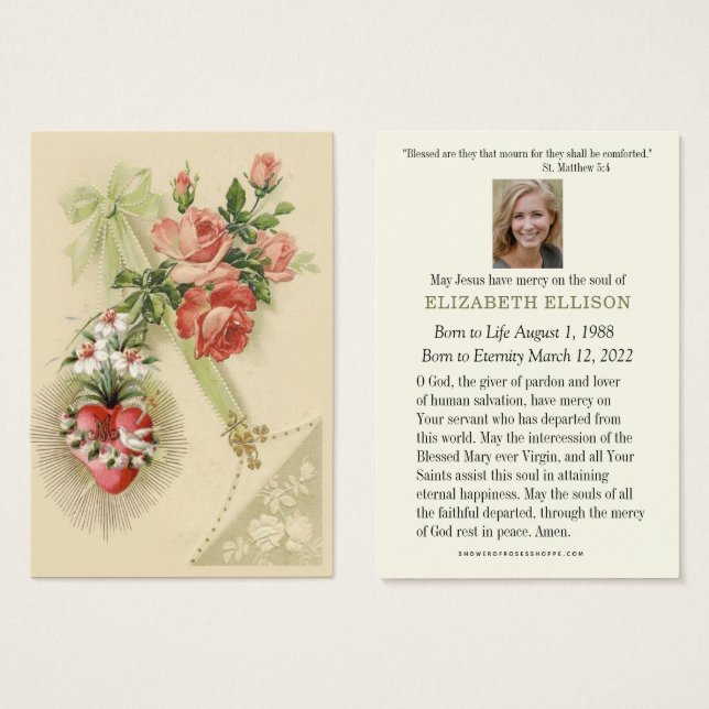 Tarjeta de oración conmemorativa de la Virgen Marí (Anverso y reverso)