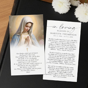 Tarjeta de oración conmemorativa de la Virgen Marí