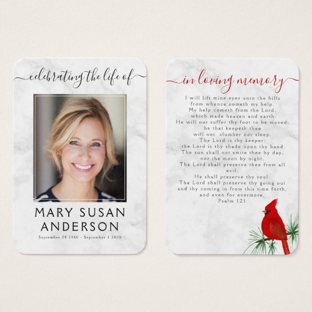 Tarjeta de oración conmemorativa del cardenal de m (Anverso y reverso)