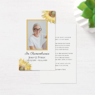 Tarjeta de oración conmemorativa del funeral de la
