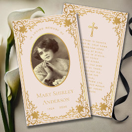 Tarjeta de oración conmemorativa del funeral de or