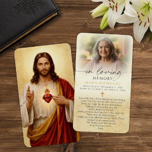 Tarjeta de oración conmemorativa del Sagrado Coraz