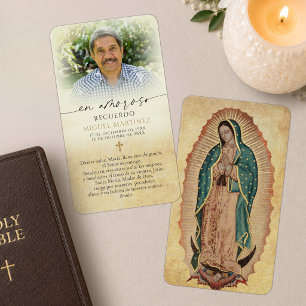 Tarjeta de oración conmemorativa en español de Nue