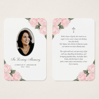 Tarjeta de oración conmemorativa floral de plata c