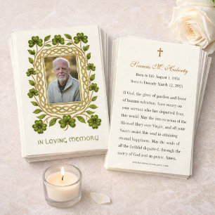 Tarjeta de oración conmemorativa fúnebre de oro de