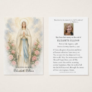 Tarjeta de oración conmemorativa funeral católica 