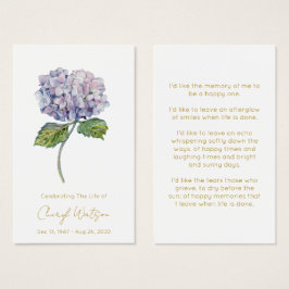 Tarjeta de oración conmemorativa funeral de horten