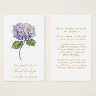 Tarjeta de oración conmemorativa funeral de horten