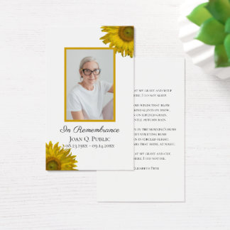Tarjeta de oración conmemorativa funeral de los fl