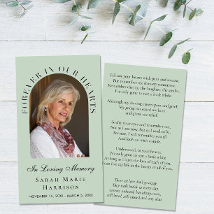 Tarjeta de oración conmemorativa funeral elegante 