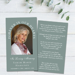 Tarjeta de oración conmemorativa funeral elegante 