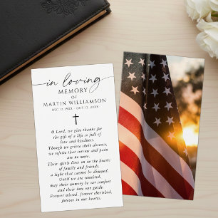 Tarjeta de oración conmemorativa funeral patriotic