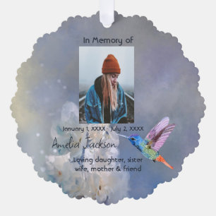Tarjeta de oración conmemorativa Hummingbird Flore