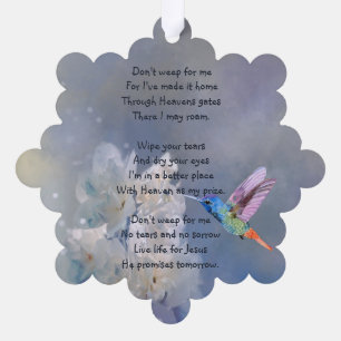 Tarjeta de oración conmemorativa Hummingbird Flore