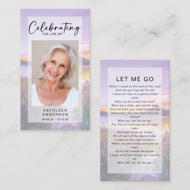 Tarjeta de oración conmemorativa | Lavanda (Anverso / Reverso)