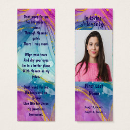 Tarjeta de oración conmemorativa marcador de funer