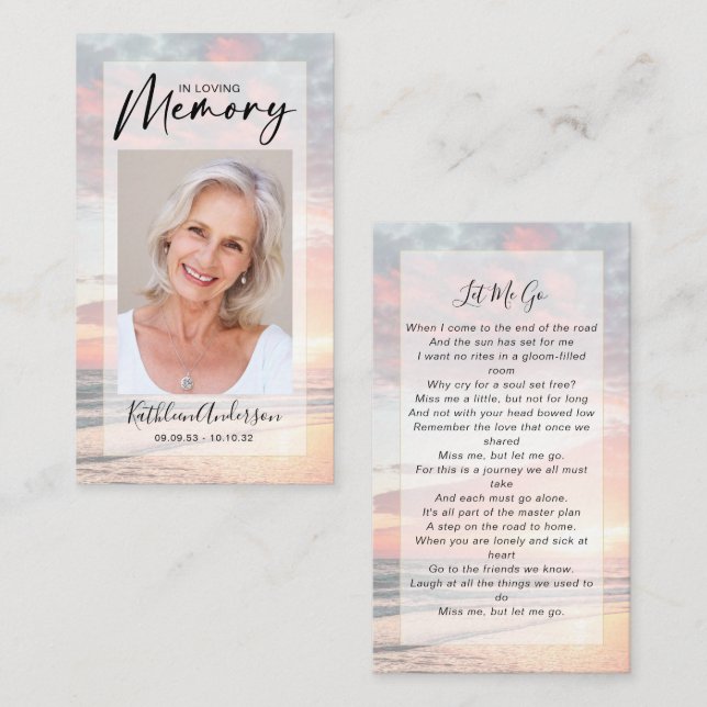 Tarjeta de oración conmemorativa | Ocean Sunset (Anverso / Reverso)