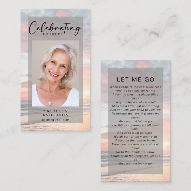 Tarjeta de oración conmemorativa | Ocean Sunset (Anverso / Reverso)