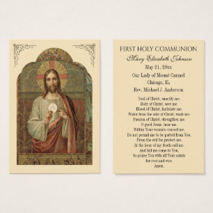 Tarjeta de oración conmemorativa para Primera Comu