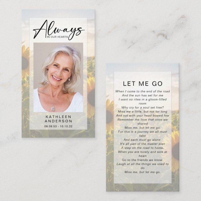 Tarjeta de oración conmemorativa | Sombras (Anverso / Reverso)