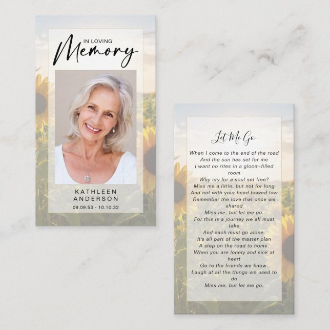 Tarjeta de oración conmemorativa | Sombras (Anverso / Reverso)