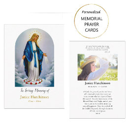 Tarjeta de oración conmemorativa Virgin Mary and R