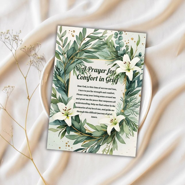 Tarjeta de oración cristiana para la comodidad en  (Christian Prayer Card for Comfort in Grief)
