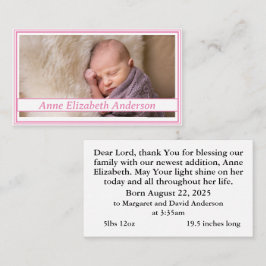 Tarjeta de oración de anuncio de nacimiento