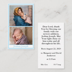 Tarjeta de oración de anuncio de nacimiento