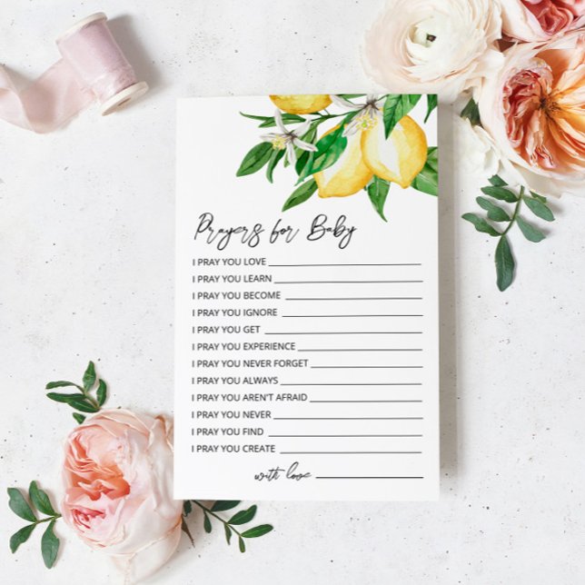 Tarjeta de oración de Baby Shower de Lemon Greener (Subido por el creador)