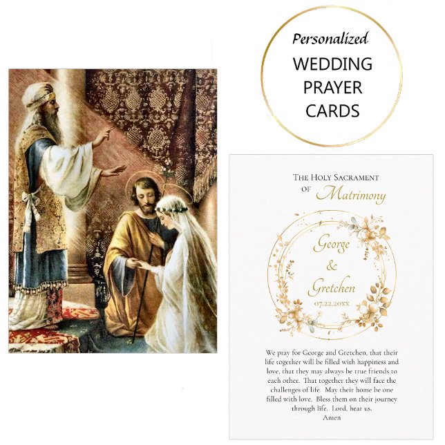 Tarjeta de oración de boda católica Corona de flor (Subido por el creador)