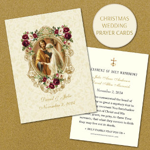 Tarjeta de oración de boda católica de encaje flor
