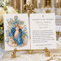 Tarjeta de oración de boda católica de la Beata Ma