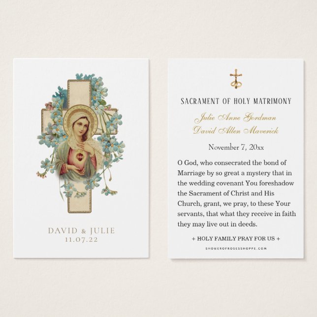 Tarjeta de oración de boda católica de María Inmac (Anverso y reverso)