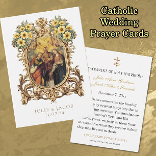 Tarjeta de oración de boda católica de oro elegant