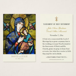 Tarjeta de oración de boda católica de vidrio empl