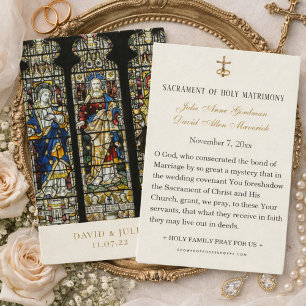 Tarjeta de oración de boda católica de vidrio empl