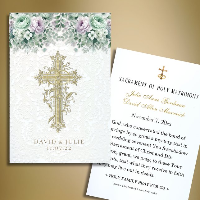 Tarjeta de oración de boda católica floral elegant (Subido por el creador)