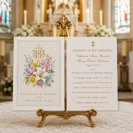 Tarjeta de oración de boda católica IHS Recuerdo d