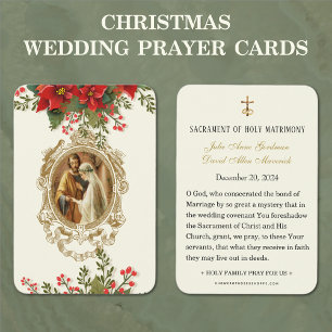 Tarjeta de oración de boda católica Poinsettia de