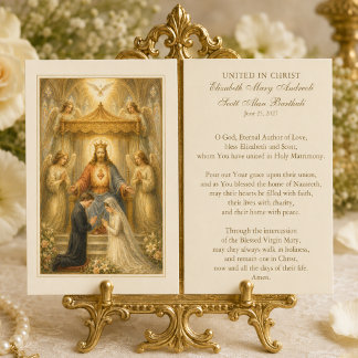 Tarjeta de oración de boda católica unida en Crist