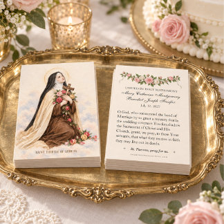 Tarjeta de oración de boda de Sta. Teresa, Florcit