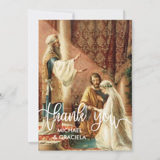 Tarjeta de oración de Bodas católicos | Gracias Su (Anverso)