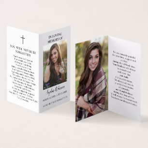 Tarjeta de oración de carpeta conmemorativa modern