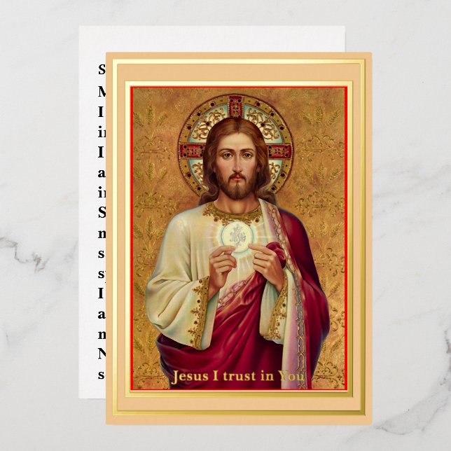 Tarjeta de oración de comunión espiritual de letra (Anverso/Reverso)
