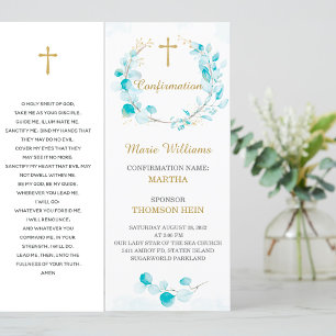 Tarjeta de oración de confirmación personalizada e