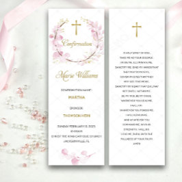 Tarjeta de oración de confirmación rosa personaliz
