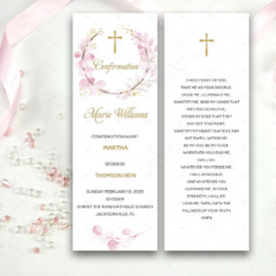 Tarjeta de oración de confirmación rosa personaliz
