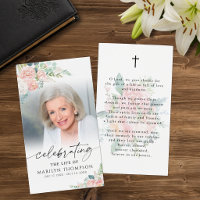 Tarjeta de oración de cruz floral rosa moderna de