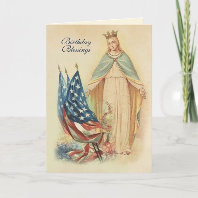 Tarjeta de oración de cumpleaños de la bandera de  (Anverso)